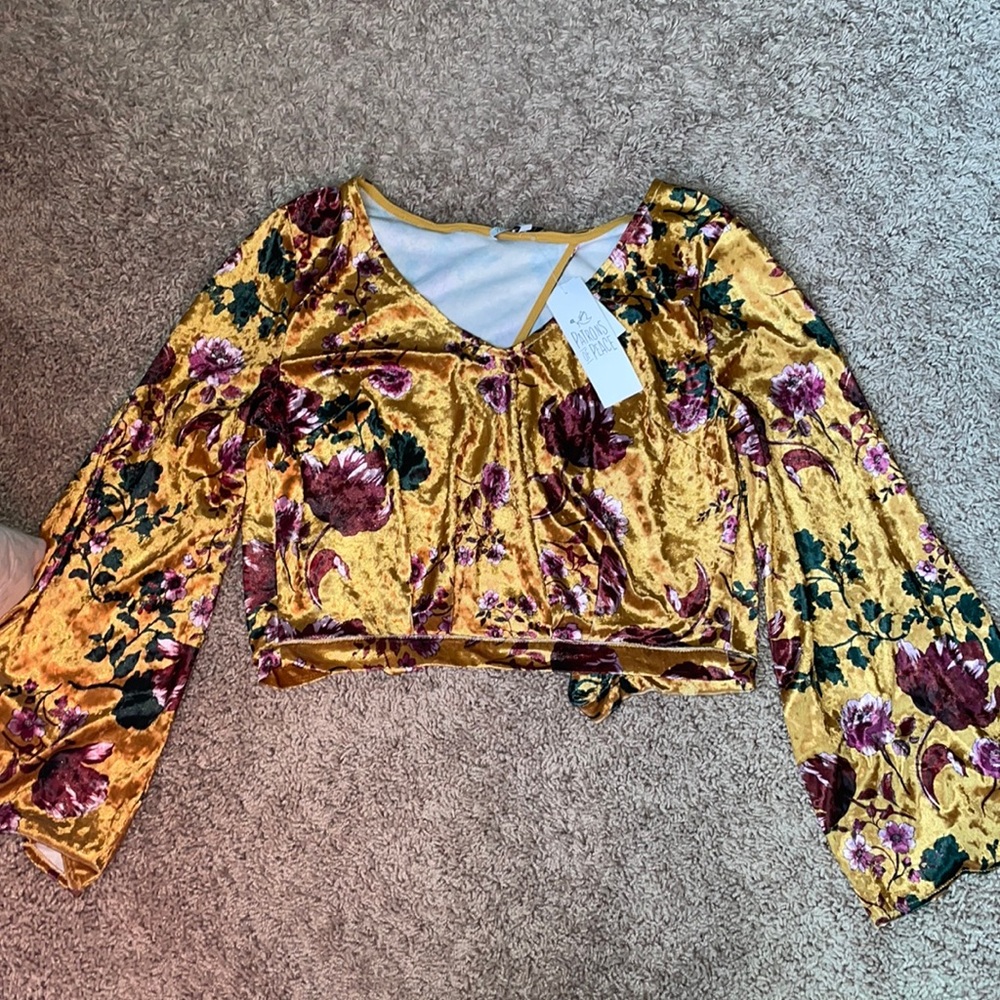 Velvet long sleeve top